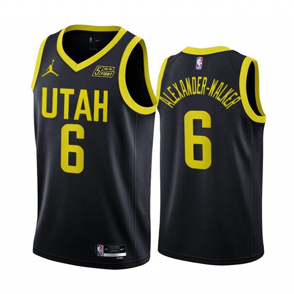 Men's Utah Jazz #6 Nickeil Alexander-Walker 2022/23 Black Statement Edition Stitched Basketball Jersey